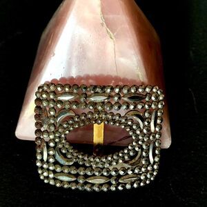 MG faceted Steel Buckle, Vintage, Stamped